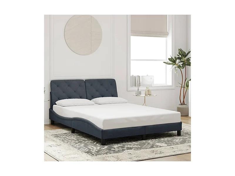 Lit double | Lit adulte | Cadre de lit gris foncé 140x190 cm velours