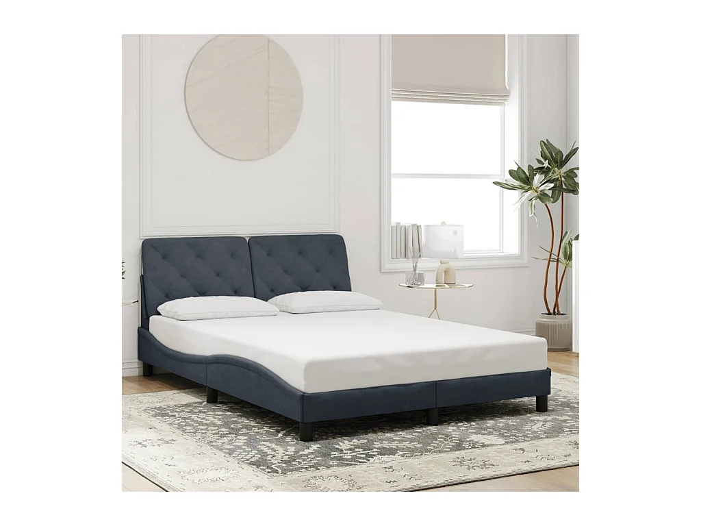 Lit double | Lit adulte | Cadre de lit gris foncé 140x190 cm velours