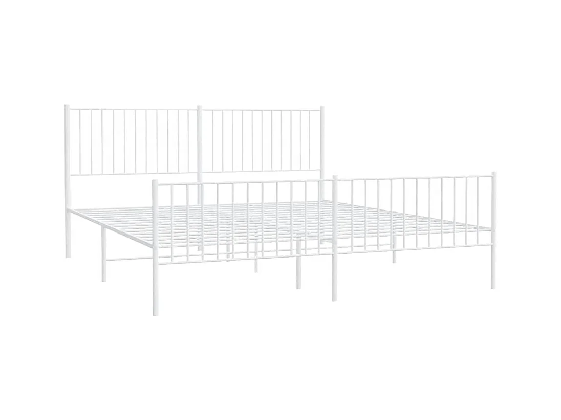 Lit double | Lit adulte | Cadre de lit métal et pied de lit blanc 183x213 cm