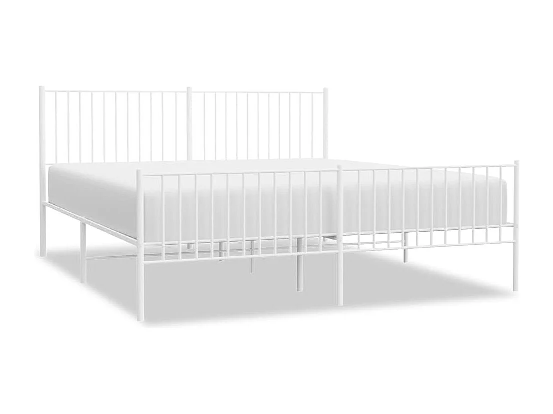 Bedframe | Tweepersoonsbed met hoofd- en voeteneinde metaal wit 183x213 cm