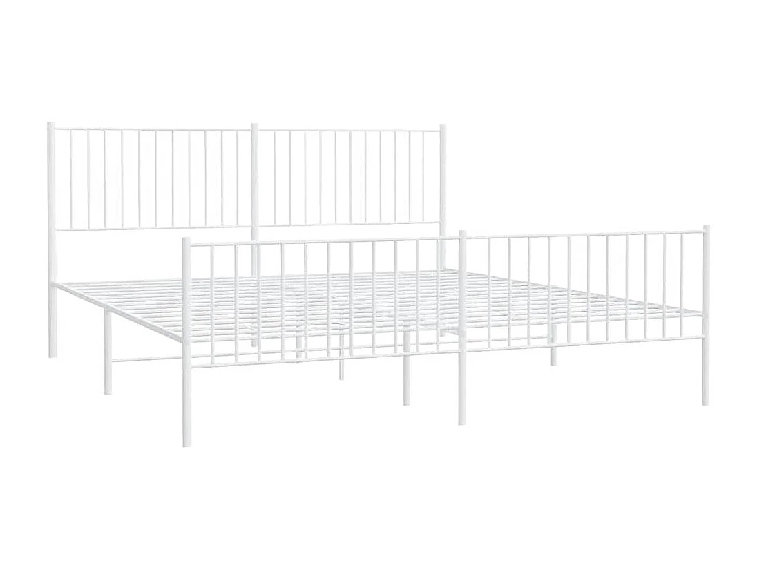 Bedframe | Tweepersoonsbed met hoofd- en voeteneinde metaal wit 183x213 cm