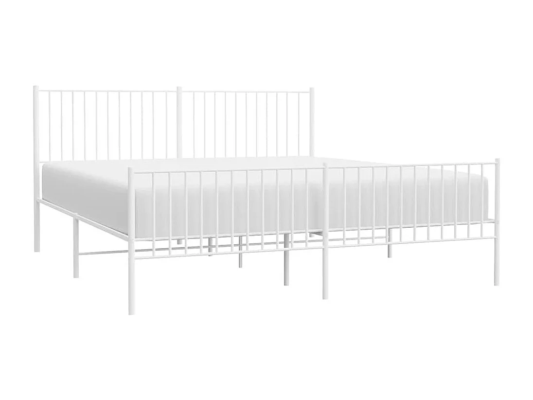 Bedframe | Tweepersoonsbed met hoofd- en voeteneinde metaal wit 183x213 cm