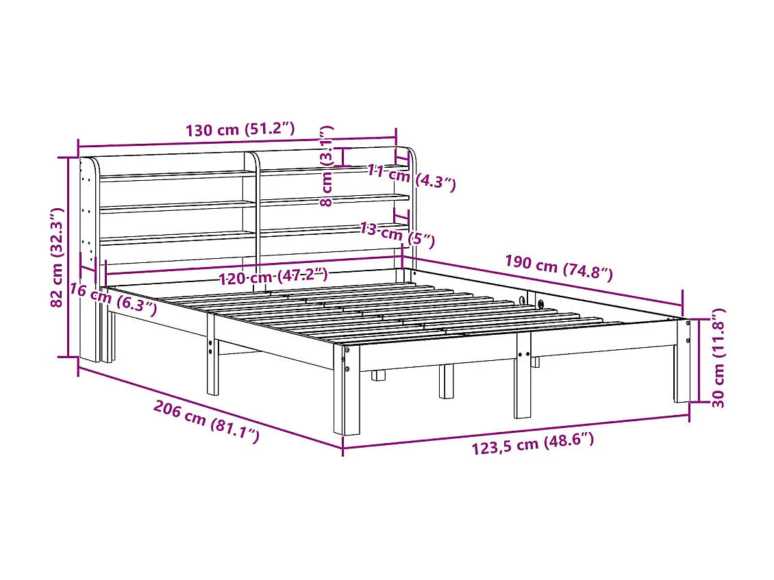 Lit simple | Lit adulte, enfant | Cadre de lit cire marron 120x190cm bois pin massif