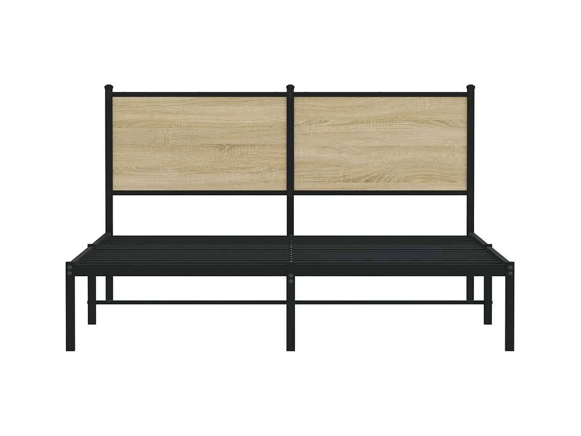 Lit double | Lit adulte | Cadre de lit en métal chêne sonoma 140x190 cm