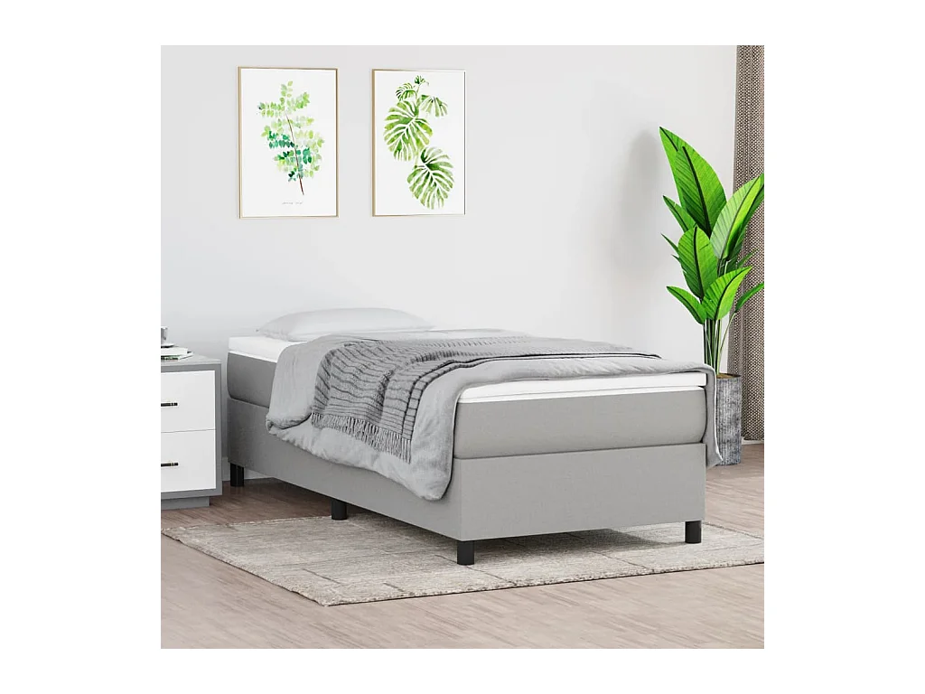 Lit simple | Lit adulte, enfant | Cadre de lit gris clair 100x200 cm tissu