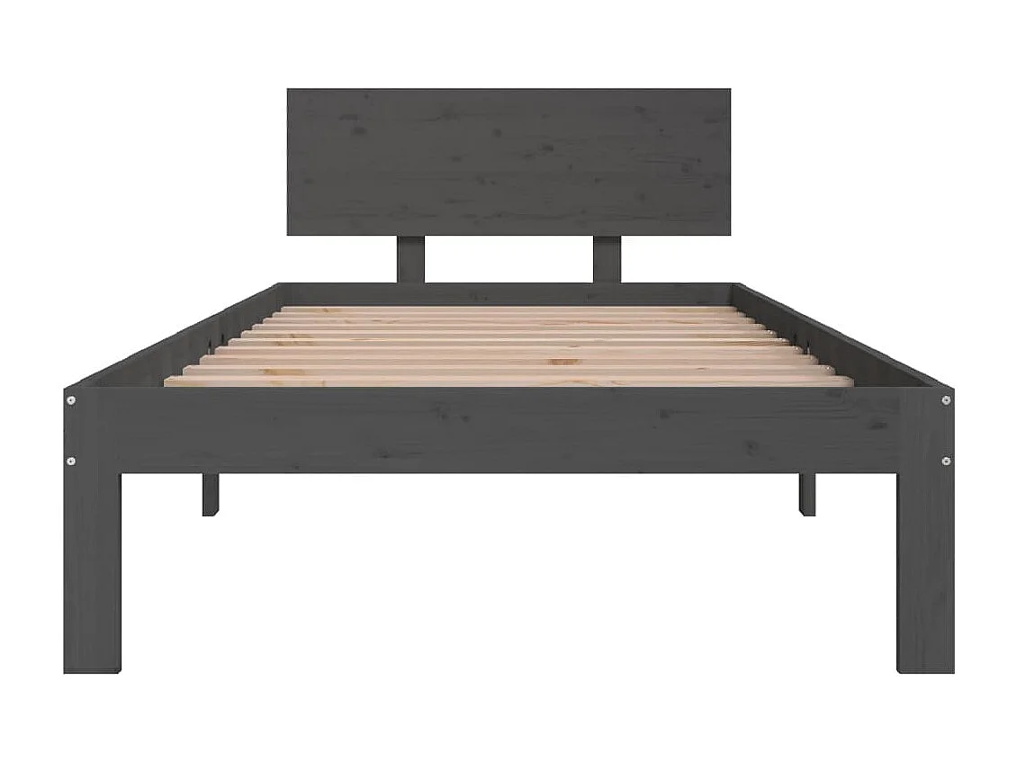 Lit simple | Lit adulte, enfant | Cadre de lit gris bois de pin massif 90x200 cm