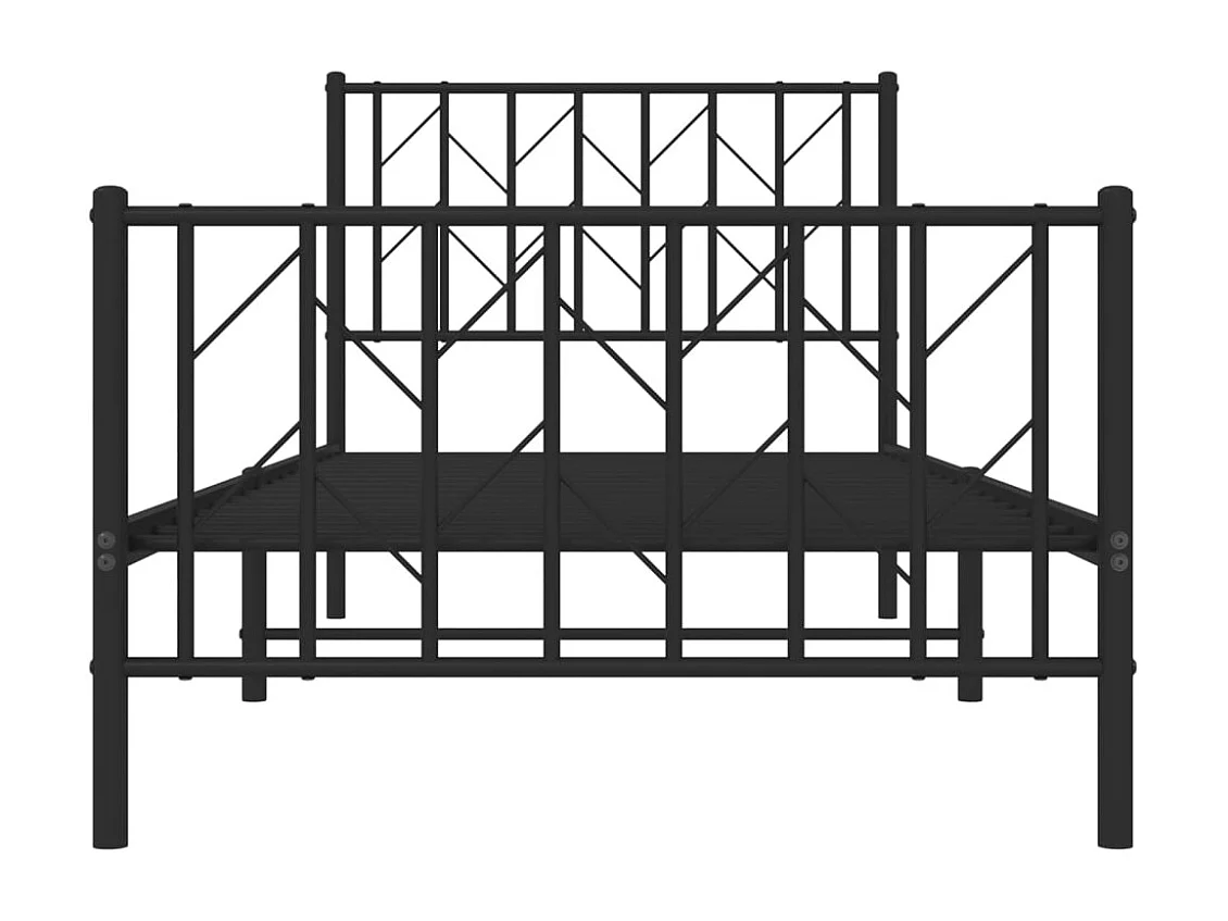Lit simple | Lit adulte, enfant | Cadre de lit métal avec pied de lit noir 90x200 cm