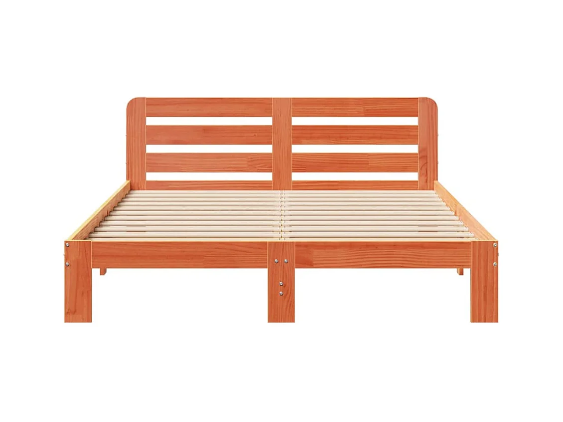 Lit double | Lit adulte | Cadre de lit cire marron 140x190cm bois pin massif
