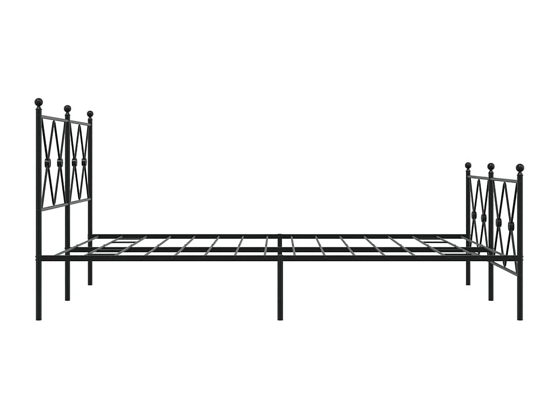 Lit double | Lit adulte | Cadre de lit métal avec pied de lit noir 137x190cm