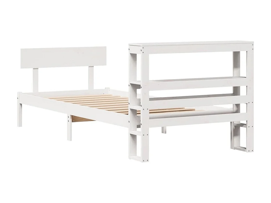 Lit simple | Lit adulte, enfant | Cadre de lit blanc 90x200 cm bois de pin massif
