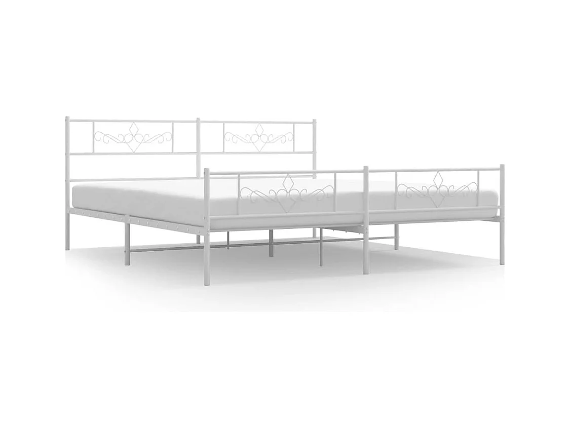 Lit double | Lit adulte | Cadre de lit métal et pied de lit blanc 200x200 cm