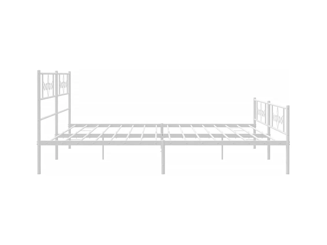 Lit double | Lit adulte | Cadre de lit métal et pied de lit blanc 200x200 cm