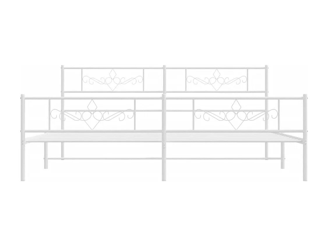 Lit double | Lit adulte | Cadre de lit métal et pied de lit blanc 200x200 cm