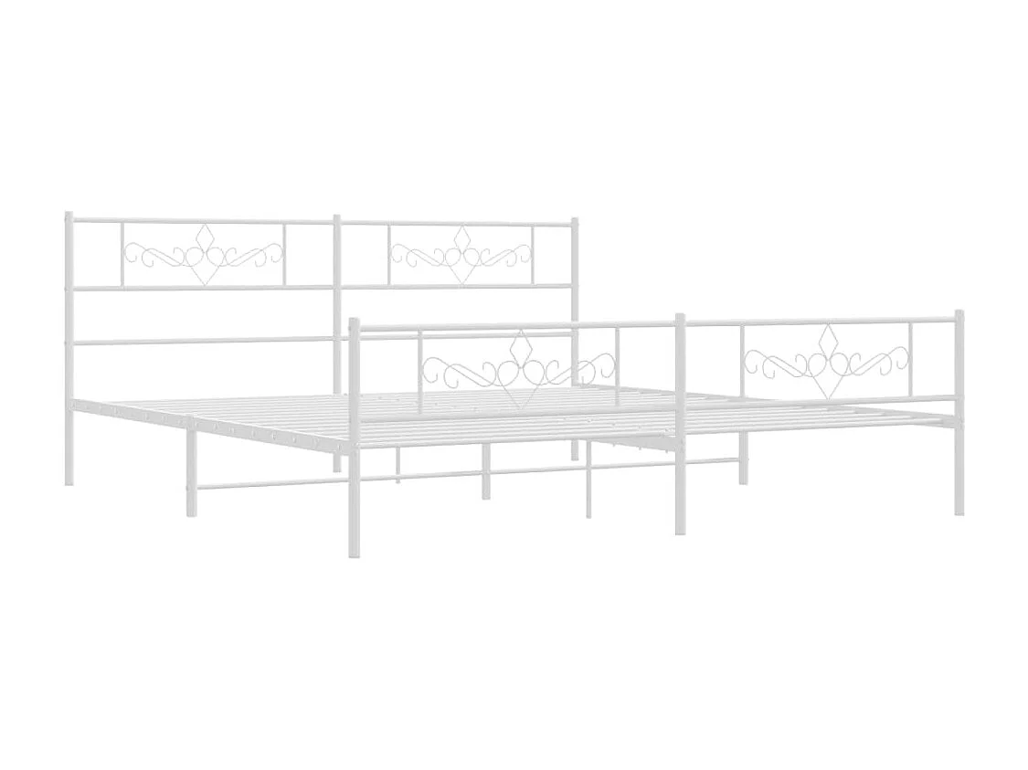 Lit double | Lit adulte | Cadre de lit métal et pied de lit blanc 200x200 cm