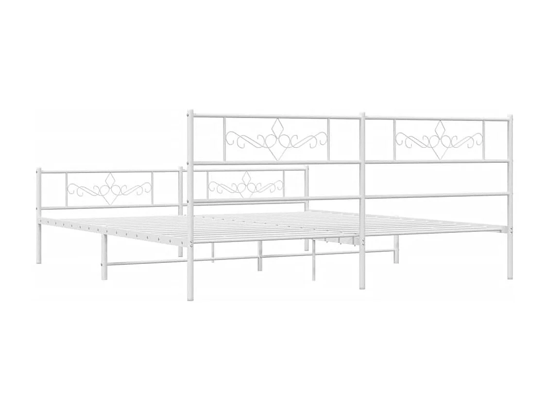 Lit double | Lit adulte | Cadre de lit métal et pied de lit blanc 200x200 cm