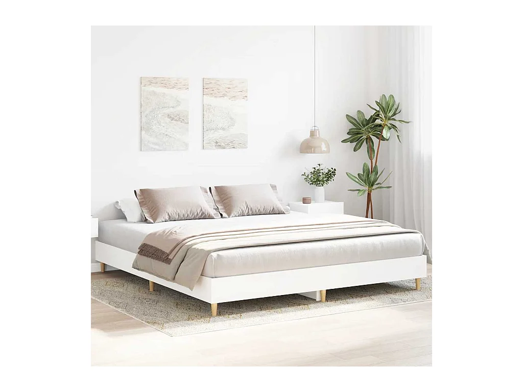 Letto per adulti | Letto matrimoniale | Giroletto senza Materasso Bianco 200x200 cm Legno Multistrato