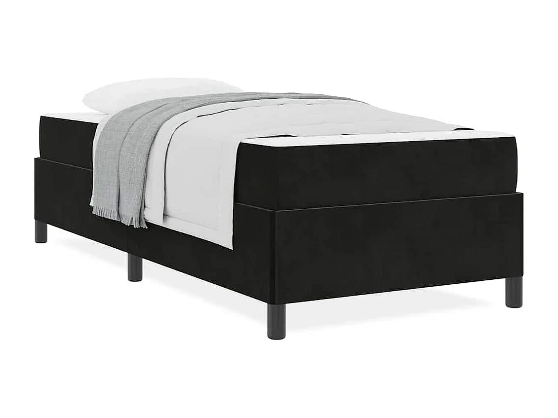 Lit simple | Lit adulte, enfant | Cadre de lit Noir et blanc et noir 100x200 cm Velours