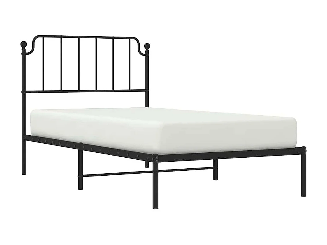 Lit simple | Lit adulte, enfant | Cadre de lit métal avec tête de lit noir 100x200cm