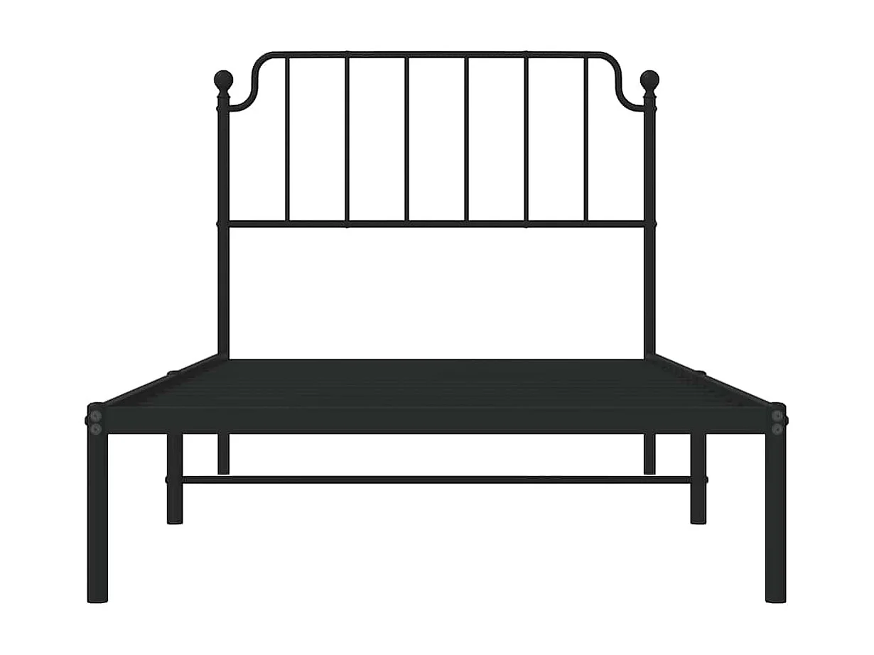 Lit simple | Lit adulte, enfant | Cadre de lit métal avec tête de lit noir 100x200cm
