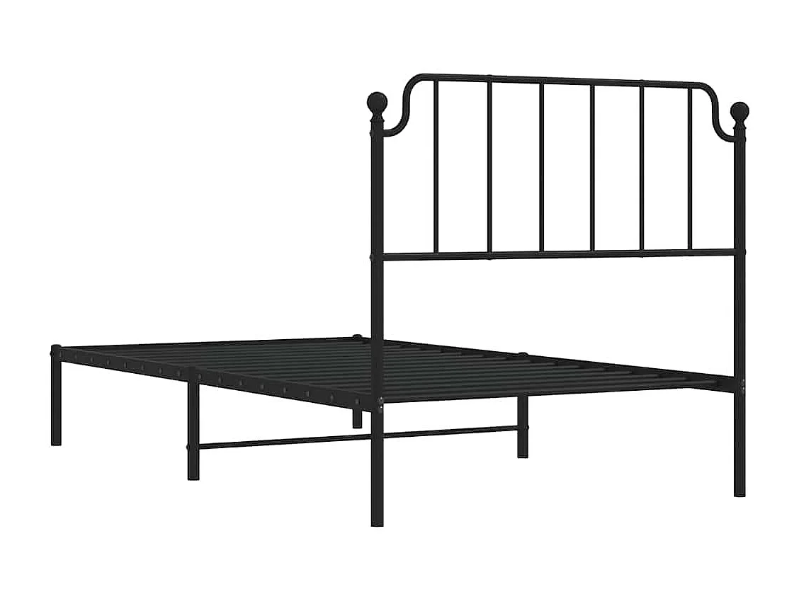 Lit simple | Lit adulte, enfant | Cadre de lit métal avec tête de lit noir 100x200cm