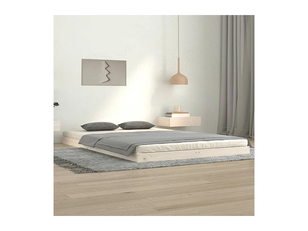 Lit simple | Lit adulte, enfant | Cadre de lit blanc 120x200 cm bois de pin massif