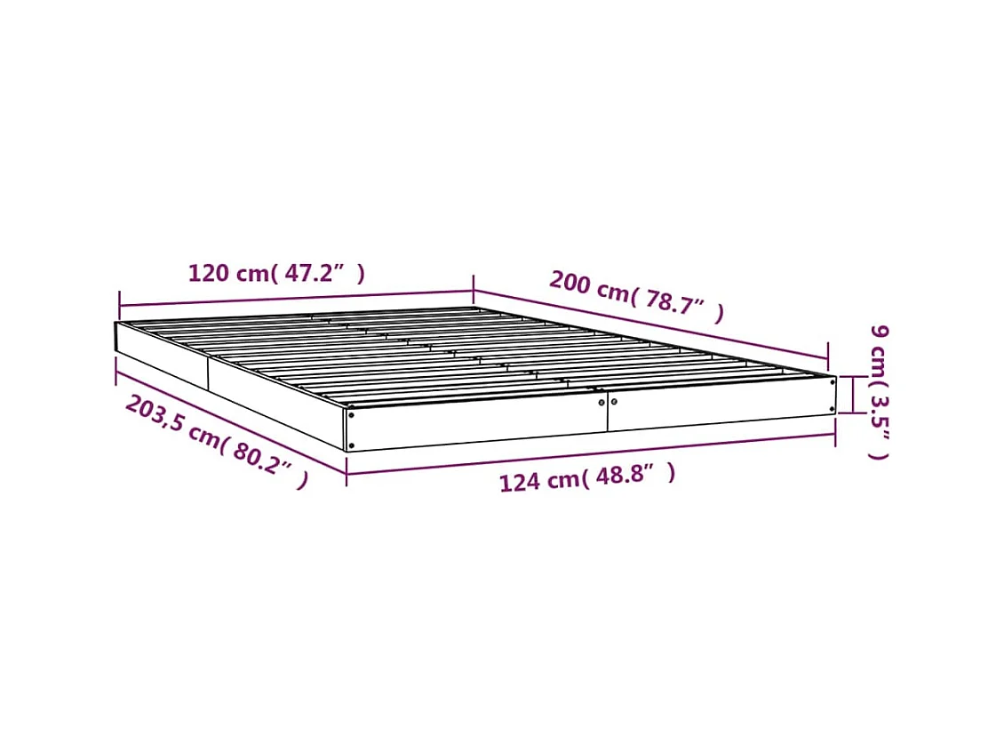 Lit simple | Lit adulte, enfant | Cadre de lit blanc 120x200 cm bois de pin massif