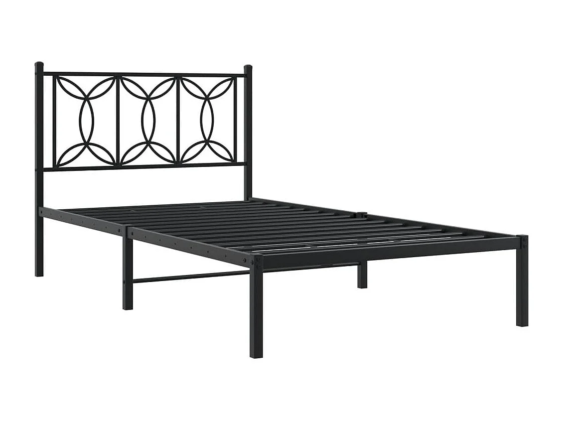 Lit simple | Lit adulte, enfant | Cadre de lit métal avec tête de lit noir 107x203cm