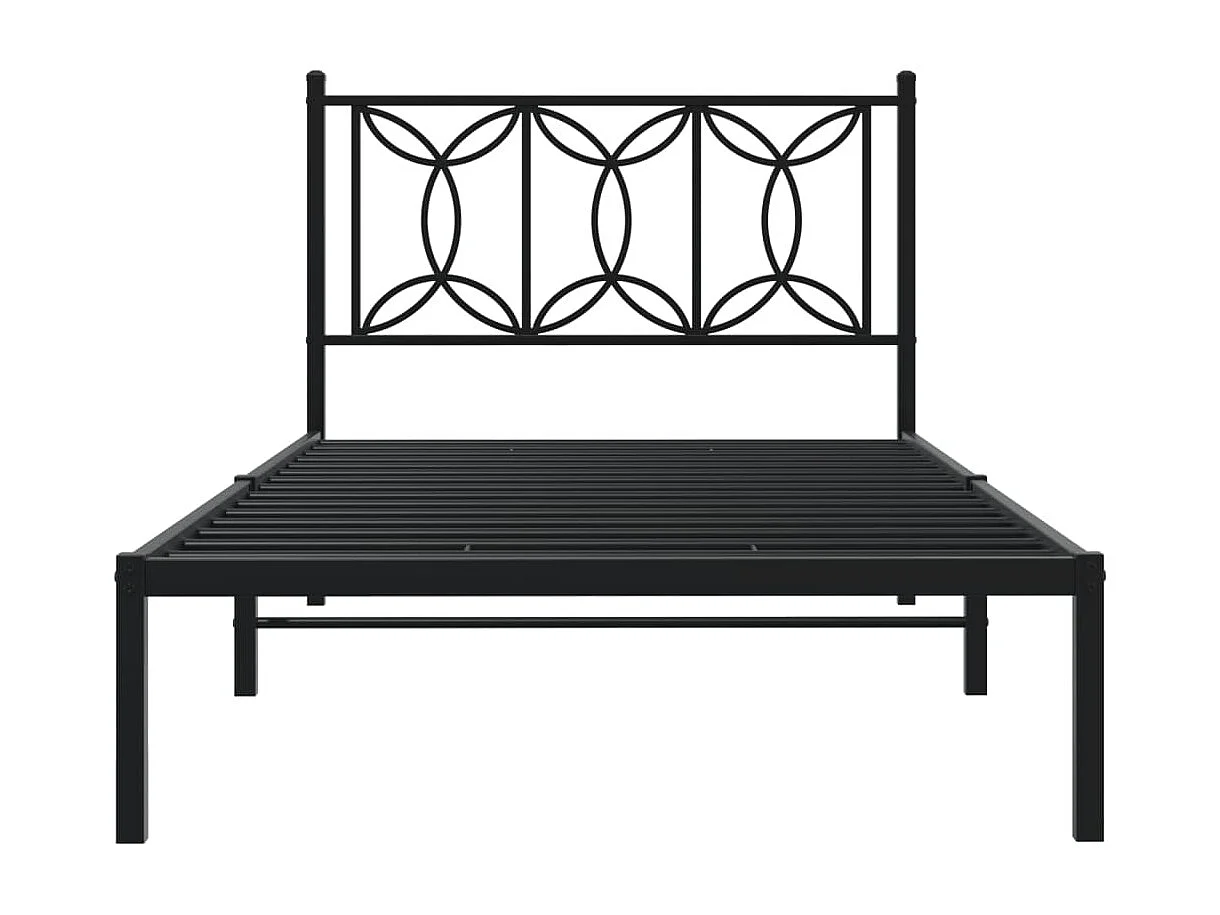Lit simple | Lit adulte, enfant | Cadre de lit métal avec tête de lit noir 107x203cm
