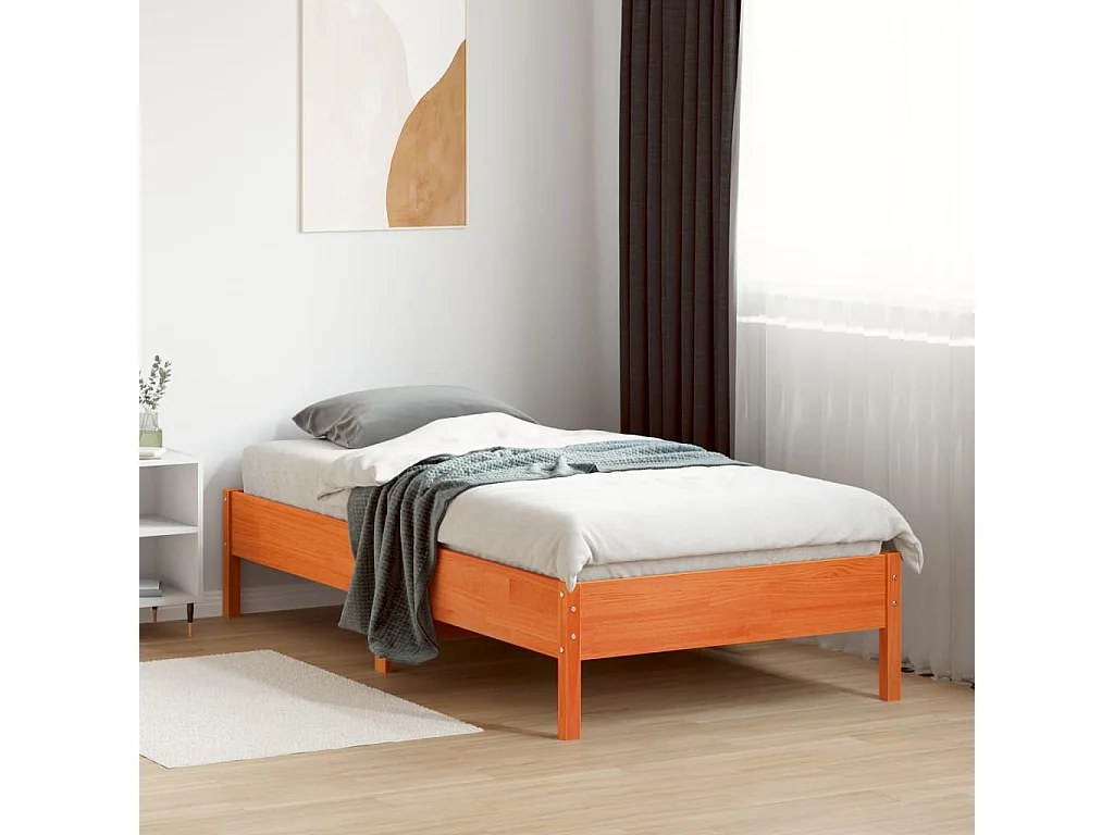 Lit simple | Lit adulte, enfant | Cadre de lit cire marron 75x190 cm bois pin massif