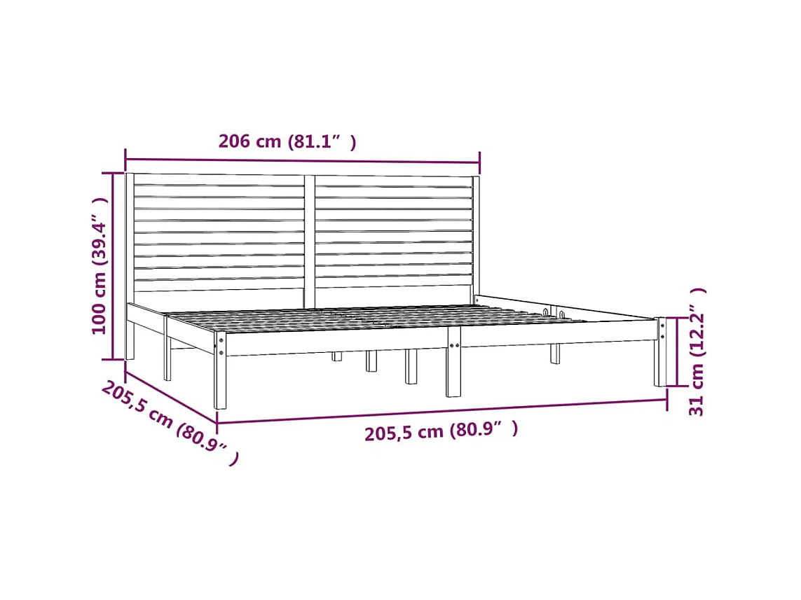Lit double | Lit adulte | Cadre de lit 200x200 cm bois massif