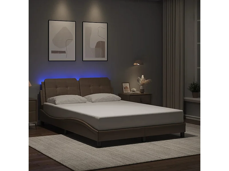 Lit double | Lit adulte | Cadre de lit avec LED cappuccino 140x190 cm