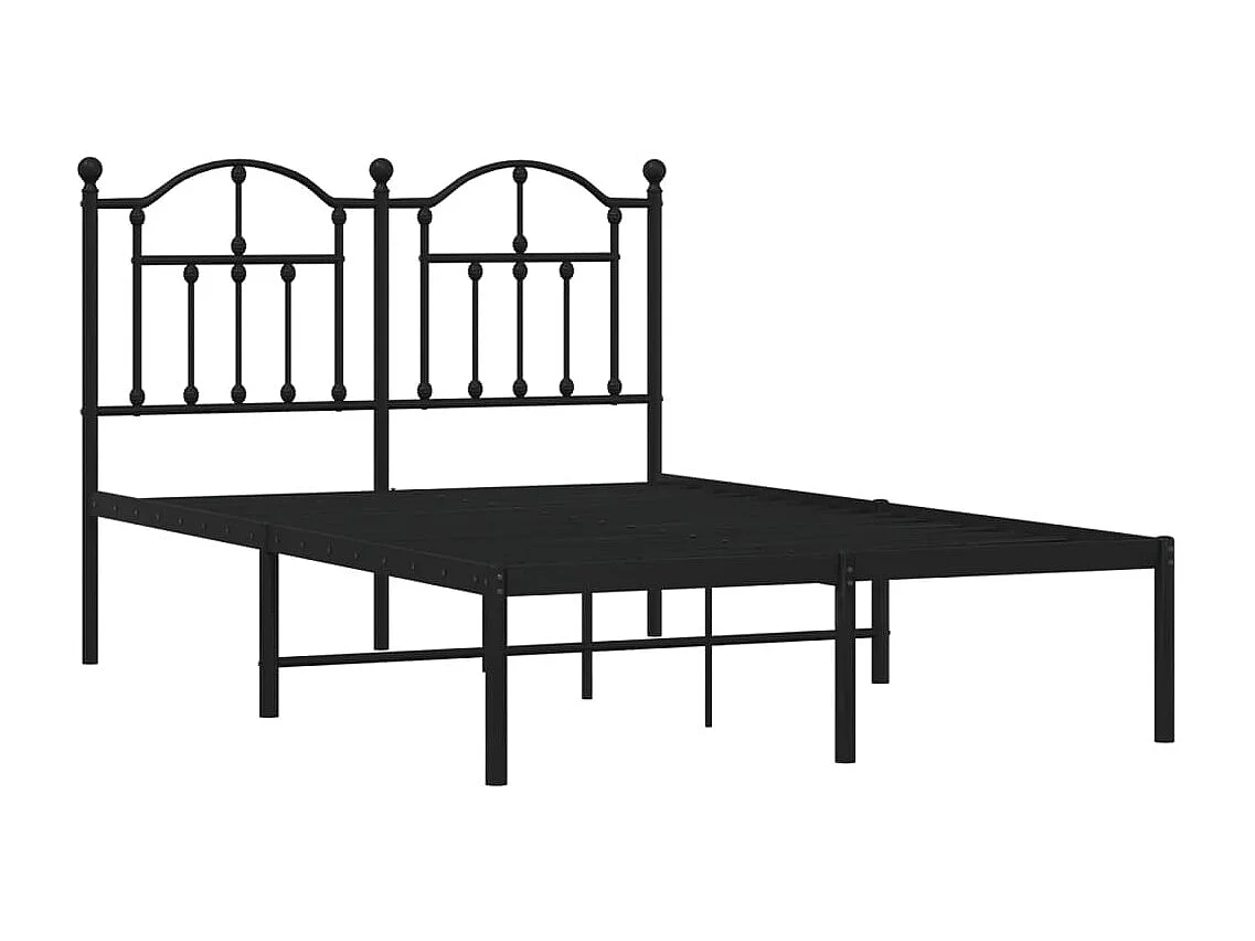 Lit simple | Lit adulte, enfant | Cadre de lit métal avec tête de lit noir 120x190cm