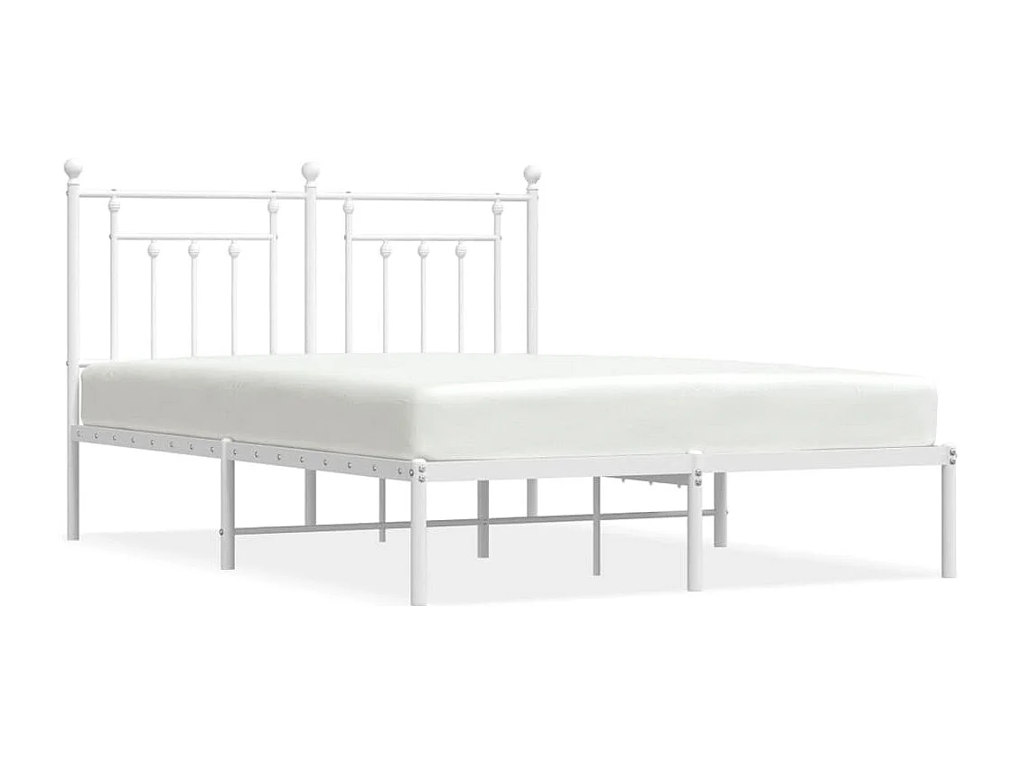 Lit double | Lit adulte | Cadre de lit métal et tête de lit blanc 140x200 cm