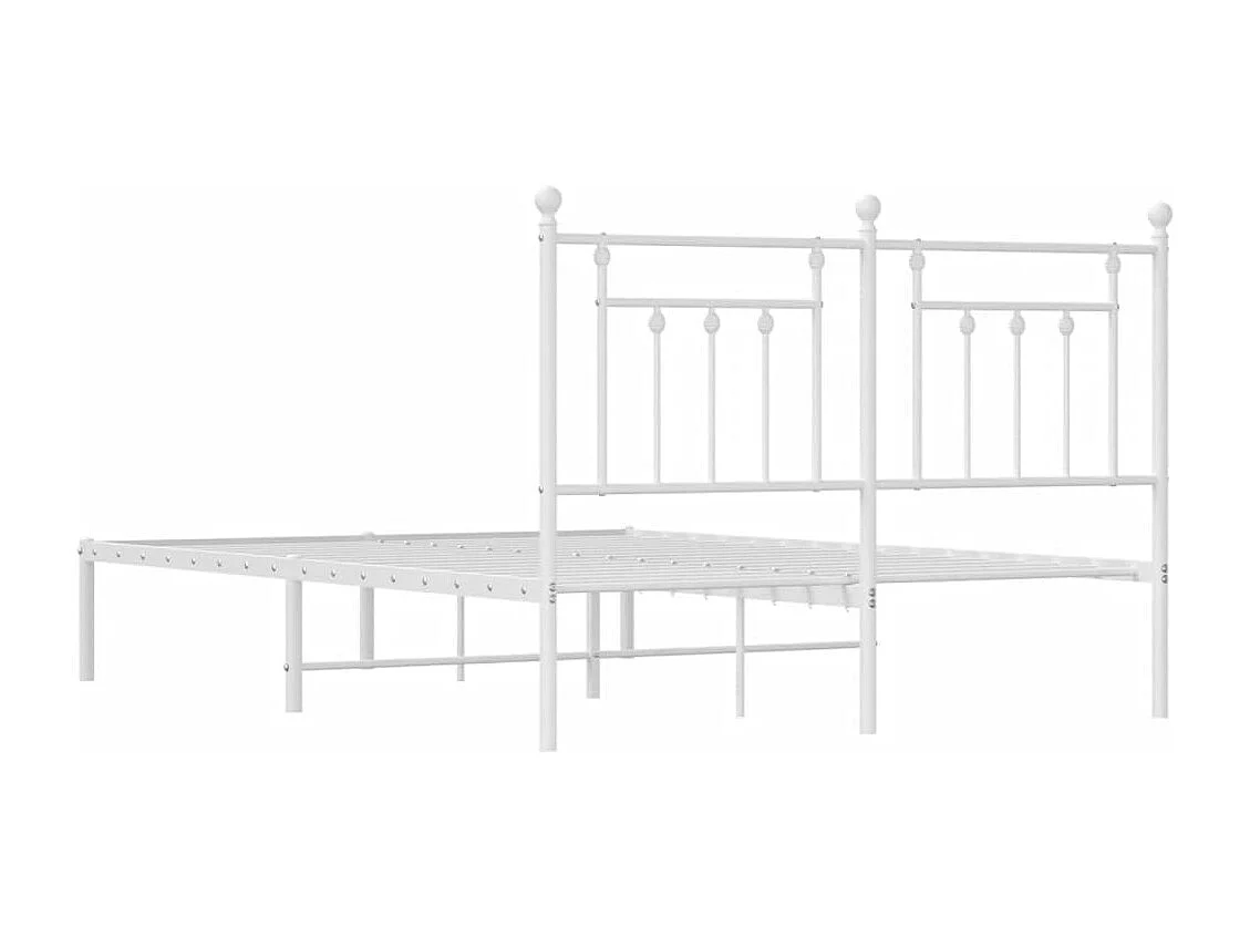 Lit double | Lit adulte | Cadre de lit métal et tête de lit blanc 140x200 cm