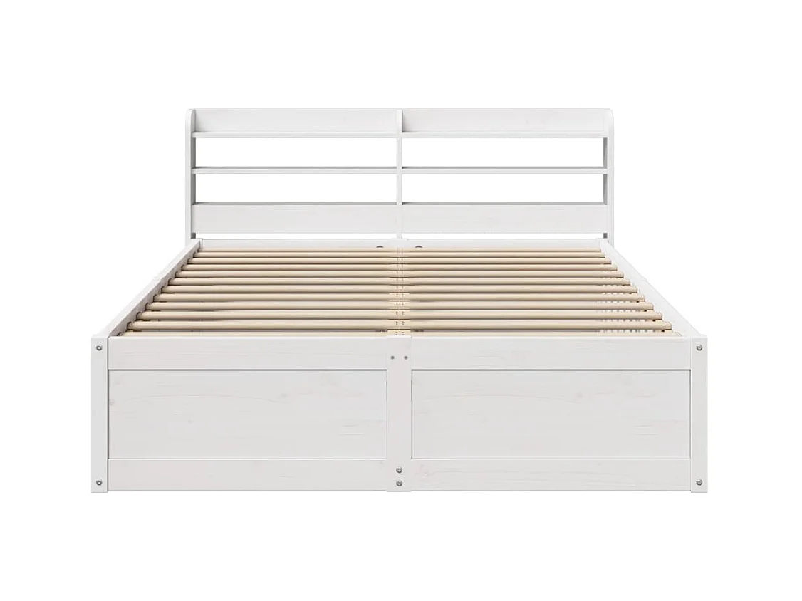 Lit double | Lit adulte | Cadre de lit avec tête de lit blanc 150x200 cm bois pin massif