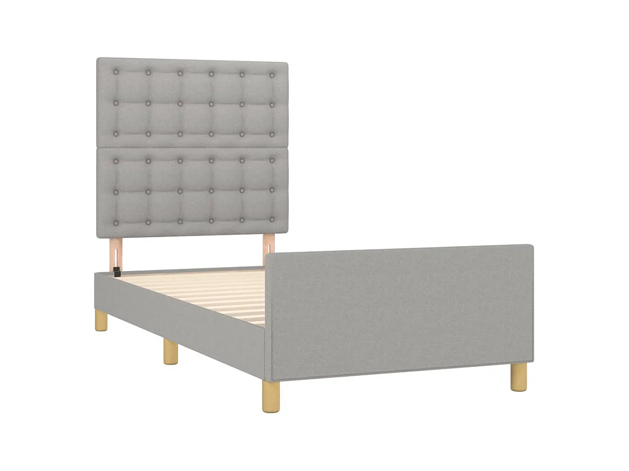Lit simple | Lit adulte, enfant | Cadre de lit gris clair 100x200 cm tissu