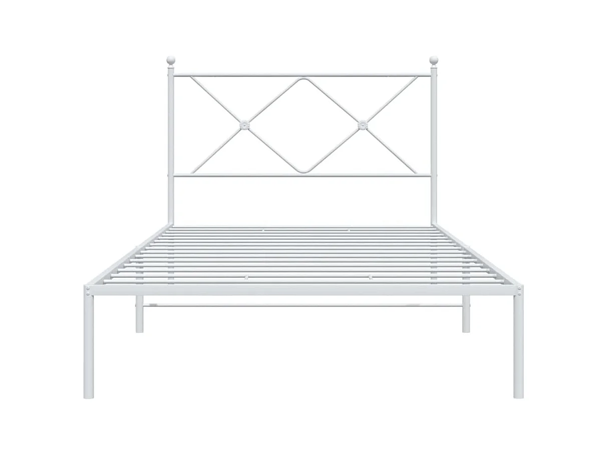 Lit simple | Lit adulte, enfant | Cadre de lit métal et tête de lit blanc 107x203 cm