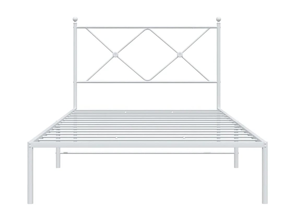 Lit simple | Lit adulte, enfant | Cadre de lit métal et tête de lit blanc 107x203 cm