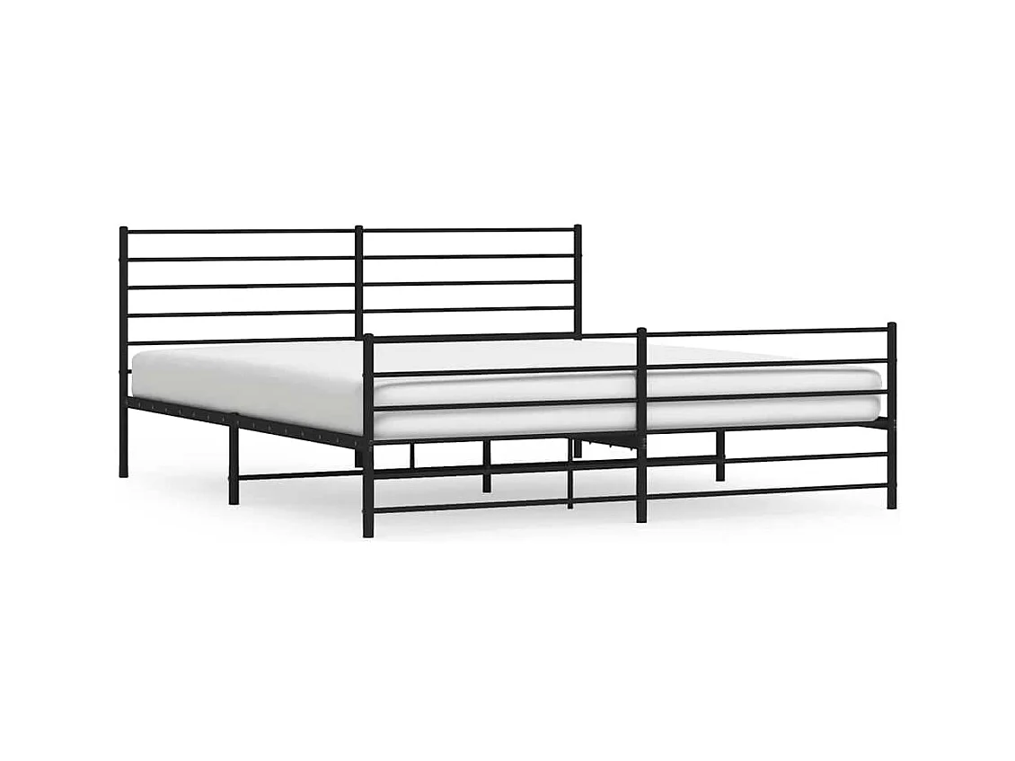 Lit double | Lit adulte | Cadre de lit métal avec pied de lit noir 193x203cm
