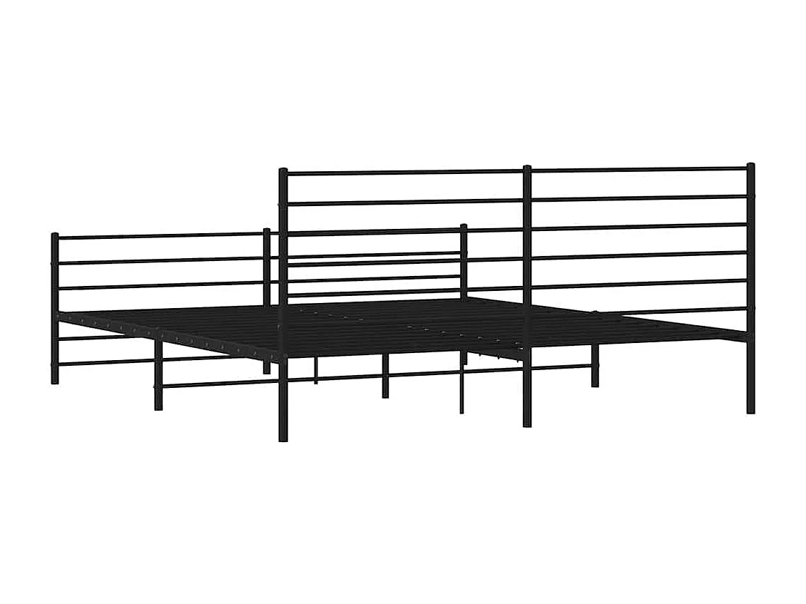 Lit double | Lit adulte | Cadre de lit métal avec pied de lit noir 193x203cm