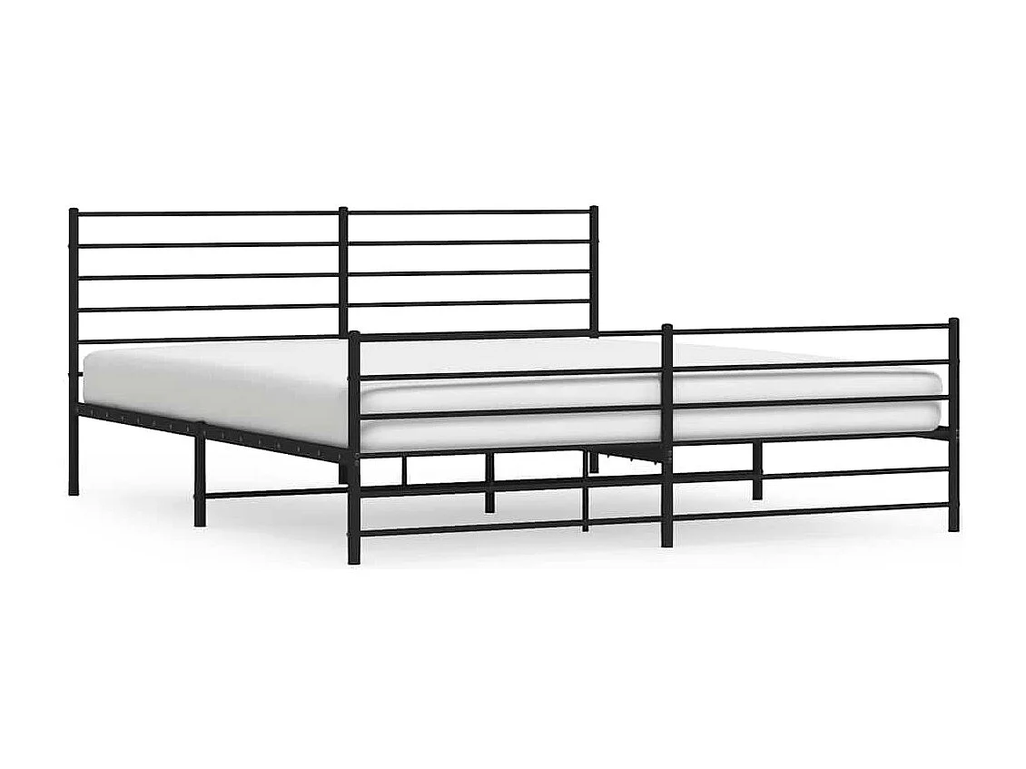 Lit double | Lit adulte | Cadre de lit métal avec pied de lit noir 193x203cm