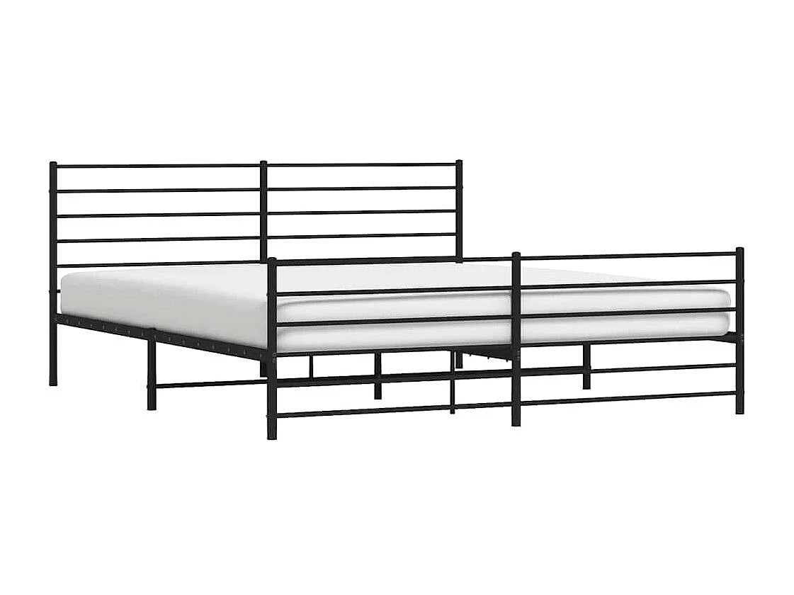 Lit double | Lit adulte | Cadre de lit métal avec pied de lit noir 193x203cm
