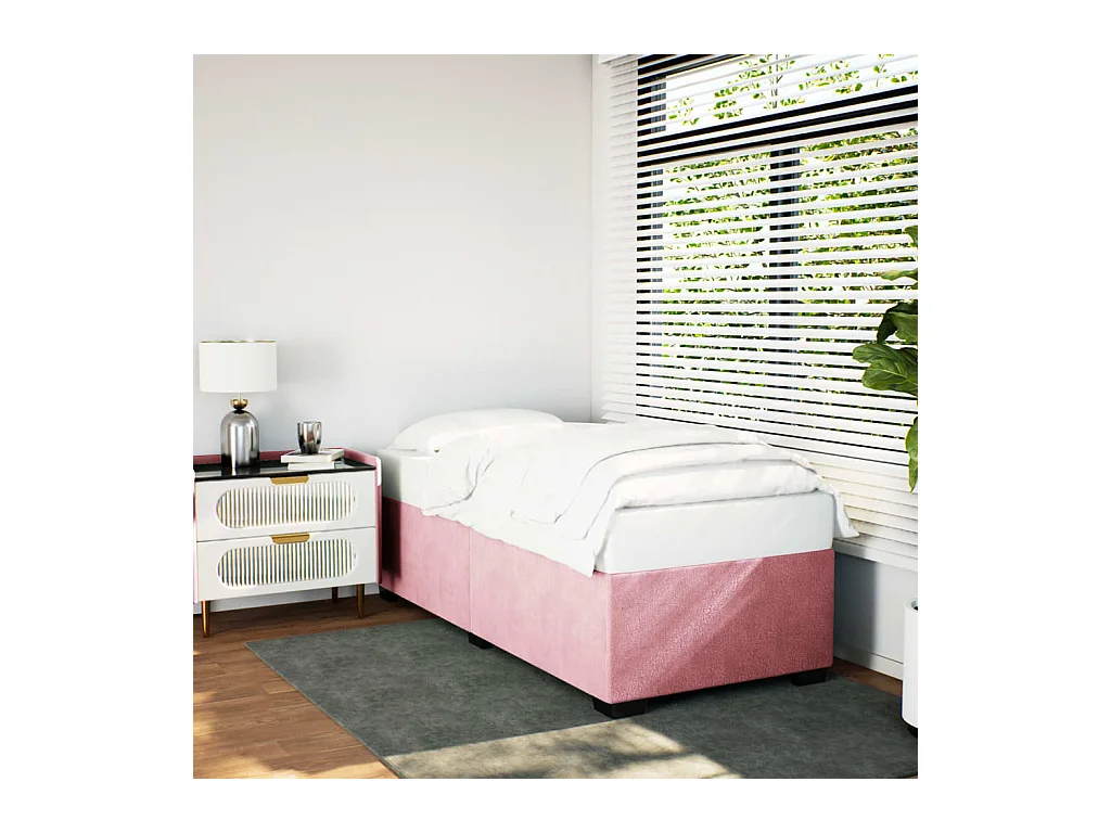 Lit simple | Lit adulte, enfant | Cadre de lit rose 80x200 cm velours