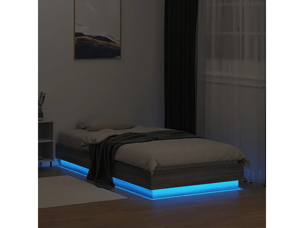 Lit simple | Lit adulte, enfant | Cadre de lit avec lumières LED 75x190 cm