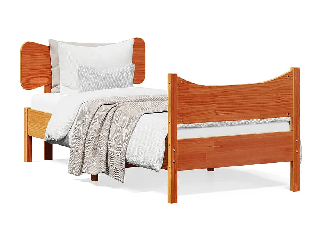 Lit simple | Lit adulte, enfant | Cadre de lit cire marron 75x190 cm bois pin massif