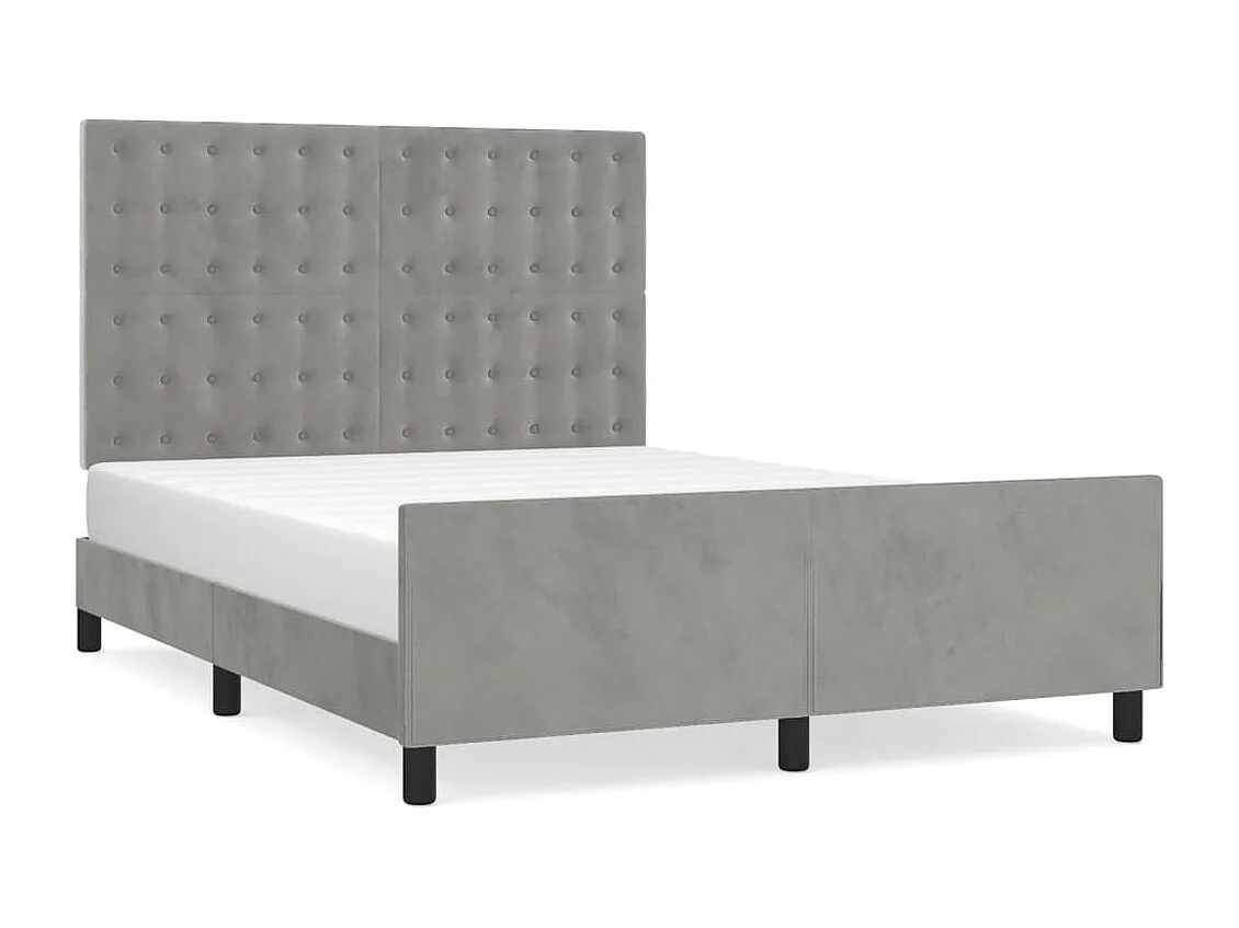 Lit double | Lit adulte | Cadre de lit gris clair 140x190 cm velours