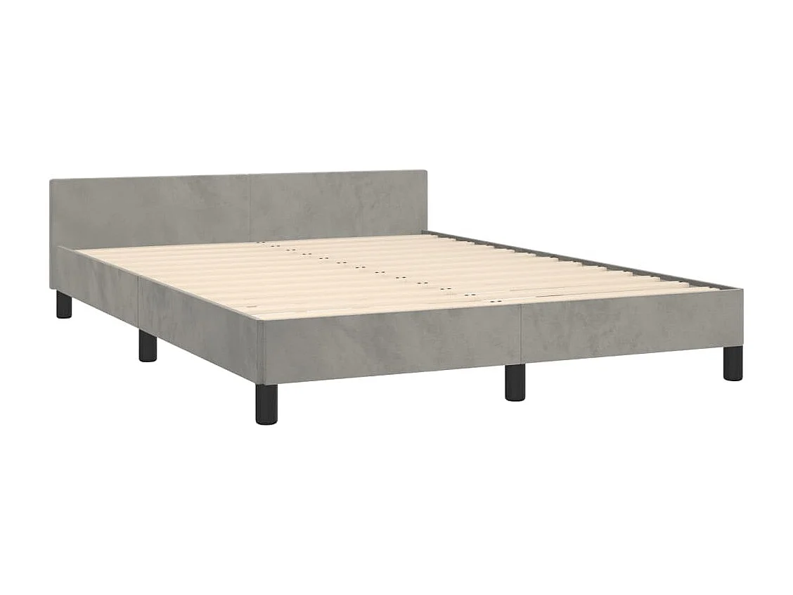 Lit double | Lit adulte | Cadre de lit gris clair 140x190 cm velours