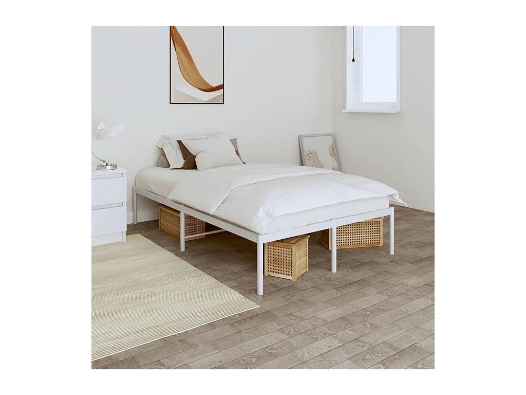 Lit simple | Lit adulte, enfant | Cadre de lit métal blanc 120x200 cm