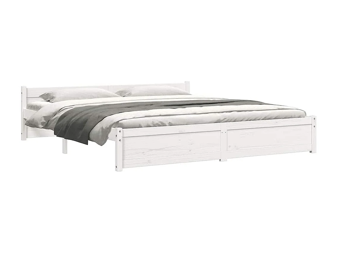 Lit double | Lit adulte | Cadre de lit blanc bois massif 200x200 cm
