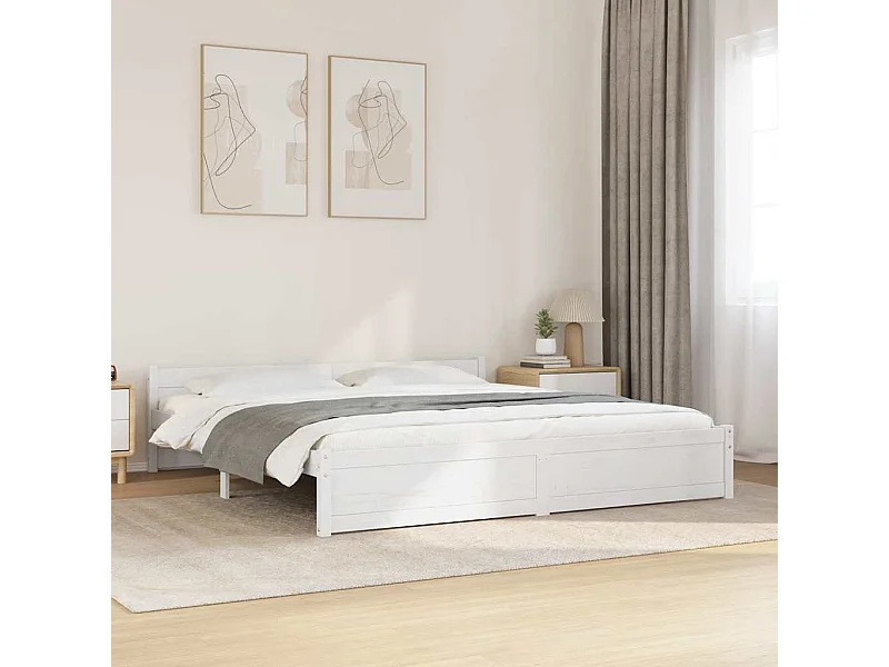 Lit double | Lit adulte | Cadre de lit blanc bois massif 200x200 cm